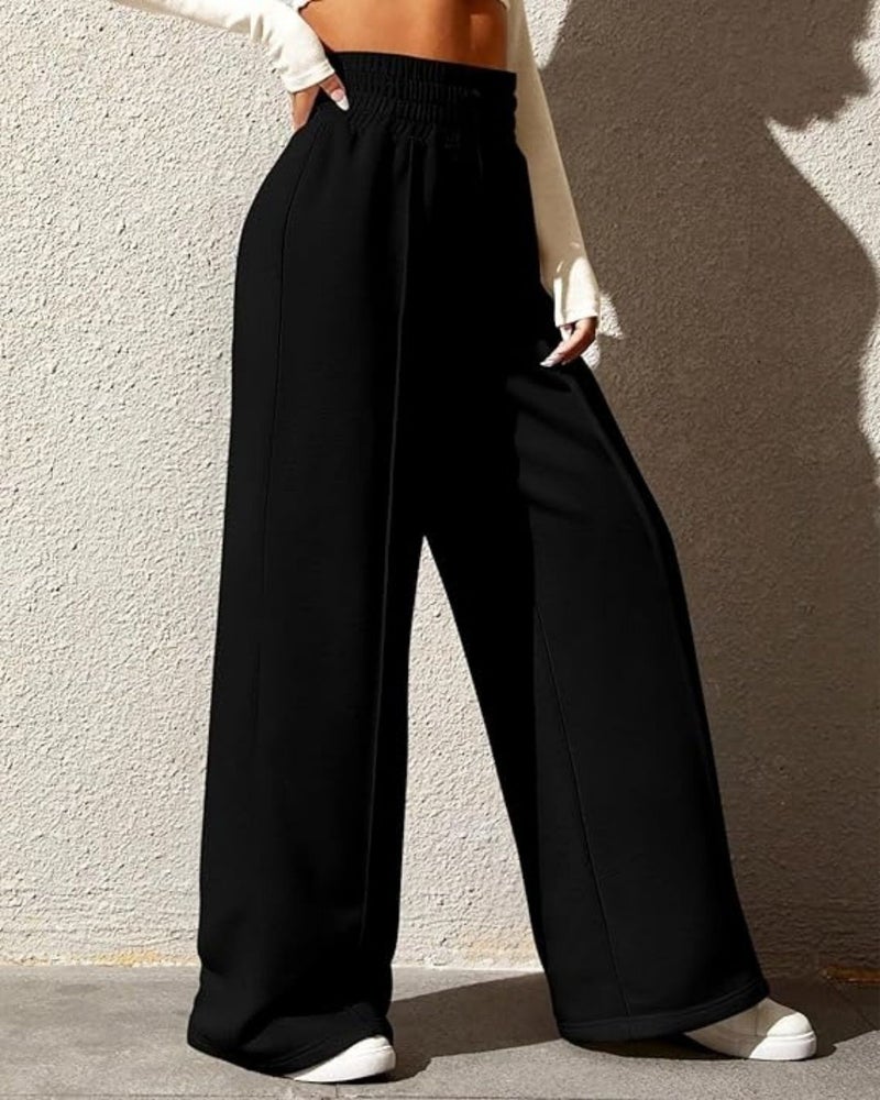 FLYNOFF Black Korean Solid Loose Fit Women Track Pant - Image 4